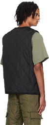 TAION Black V-Neck Down Vest
