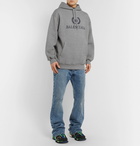 Balenciaga - Oversized Logo-Print Fleece-Back Cotton-Blend Jersey Hoodie - Men - Gray