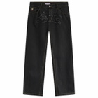 ICECREAM Men's Applique Running Dog Double Scoop Denim Pants in Black
