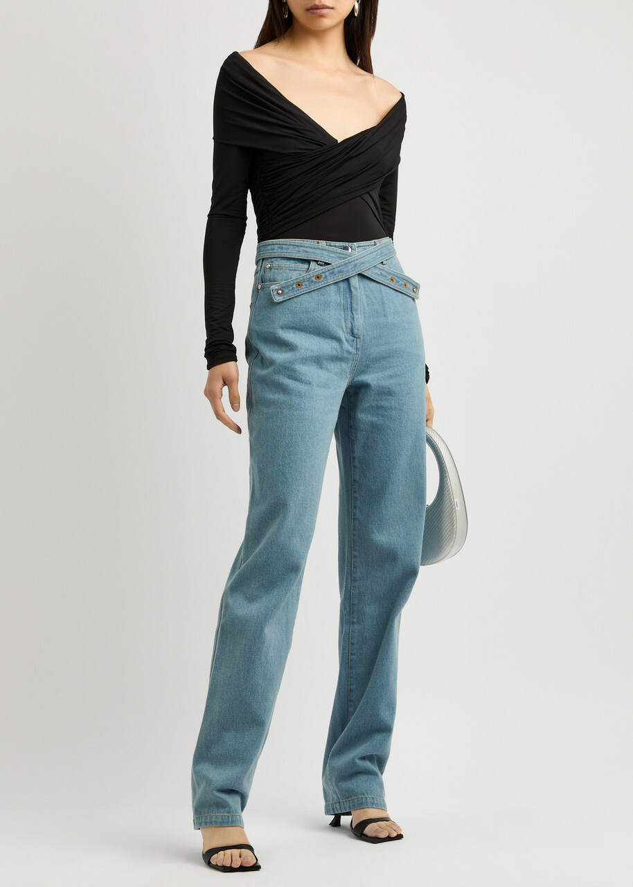 Paris Georgia Otto Off-the-shoulder Stretch-jersey Bodysuit Black