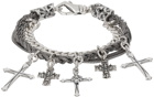 Emanuele Bicocchi Silver Cross Charm Bracelet