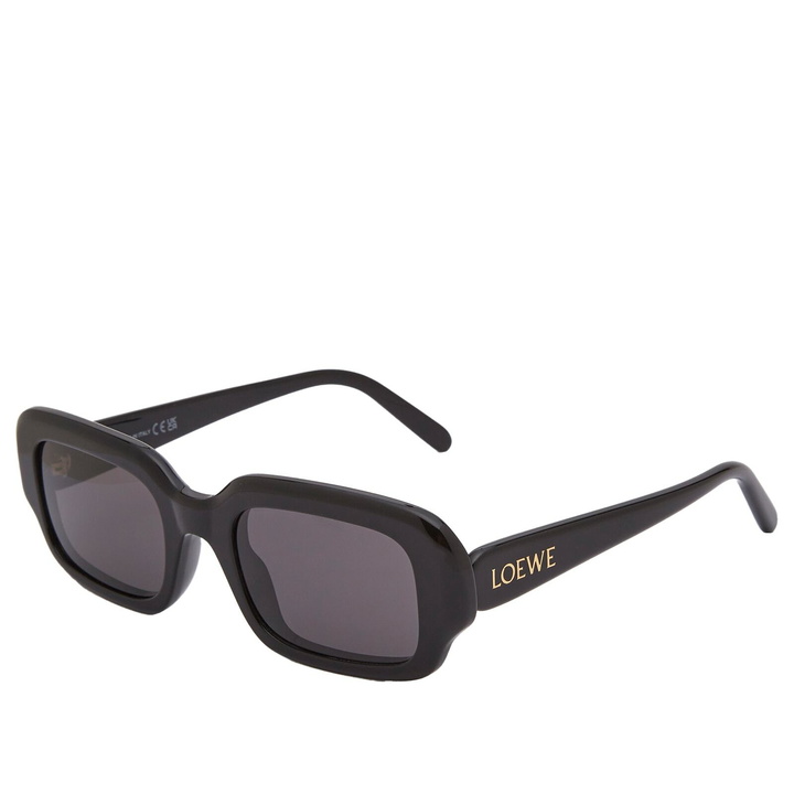 Photo: Loewe Eyewear Slim Rectangular Sunglasses in Black 