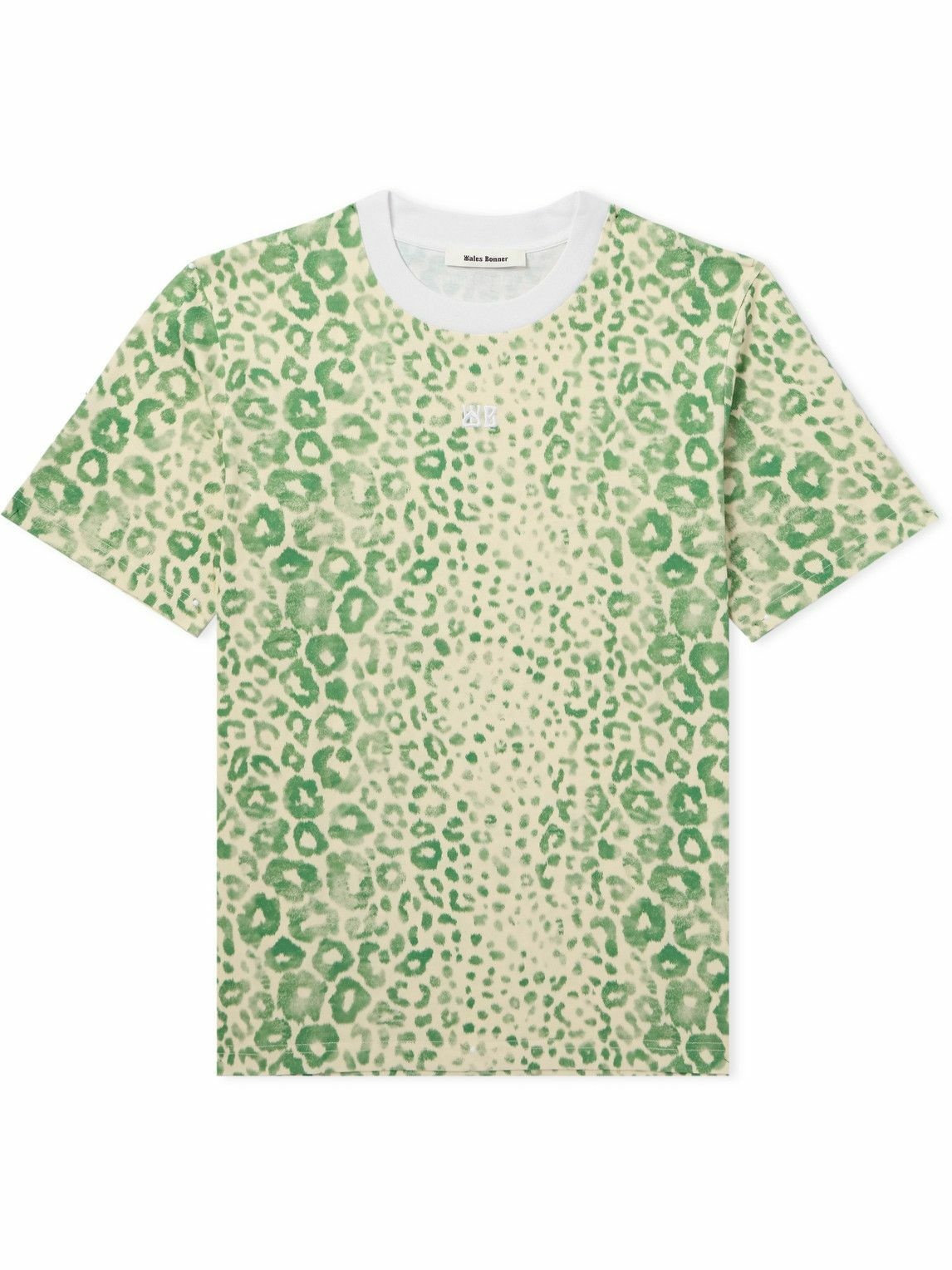 Photo: Wales Bonner - Original Logo-Embroidered Leopard-Print Organic Cotton-Jersey T-Shirt - Green