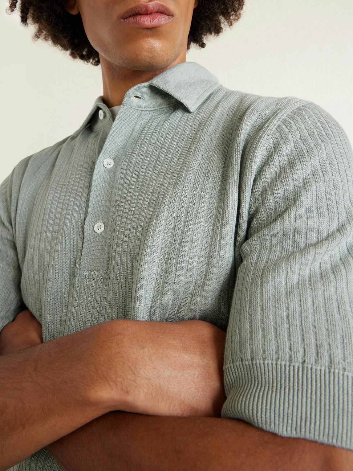 Lardini - Ribbed Linen and Cotton-Blend Polo Shirt - Green