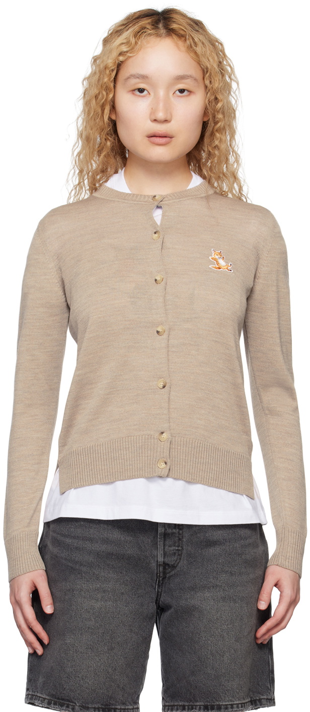 Maison Kitsuné Beige Chillax Fox Cardigan Maison Kitsune