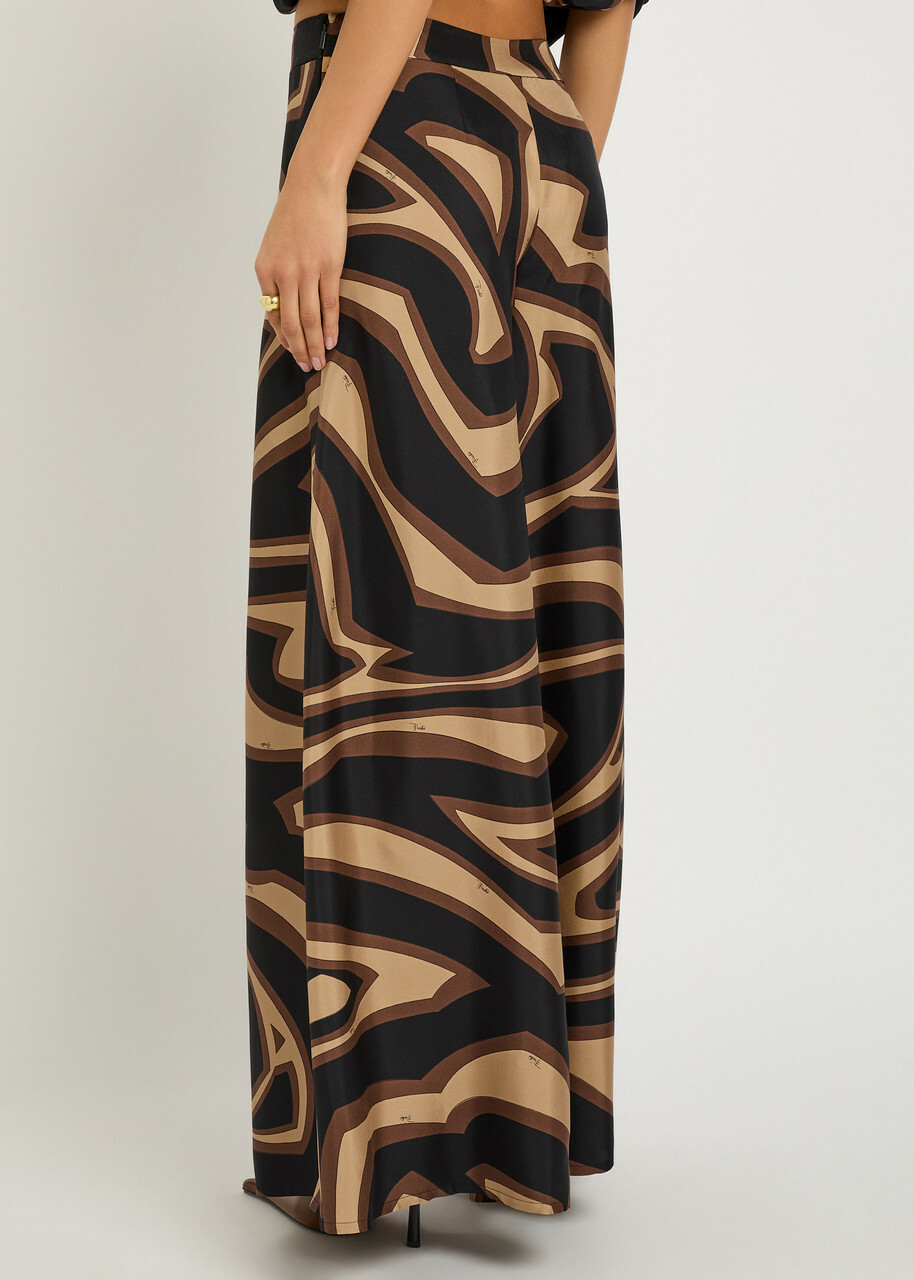 Pucci Labirinto Printed Silk-twill Trousers Black