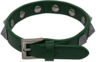 Valentino Garavani Green Rockstud Leather Bracelet