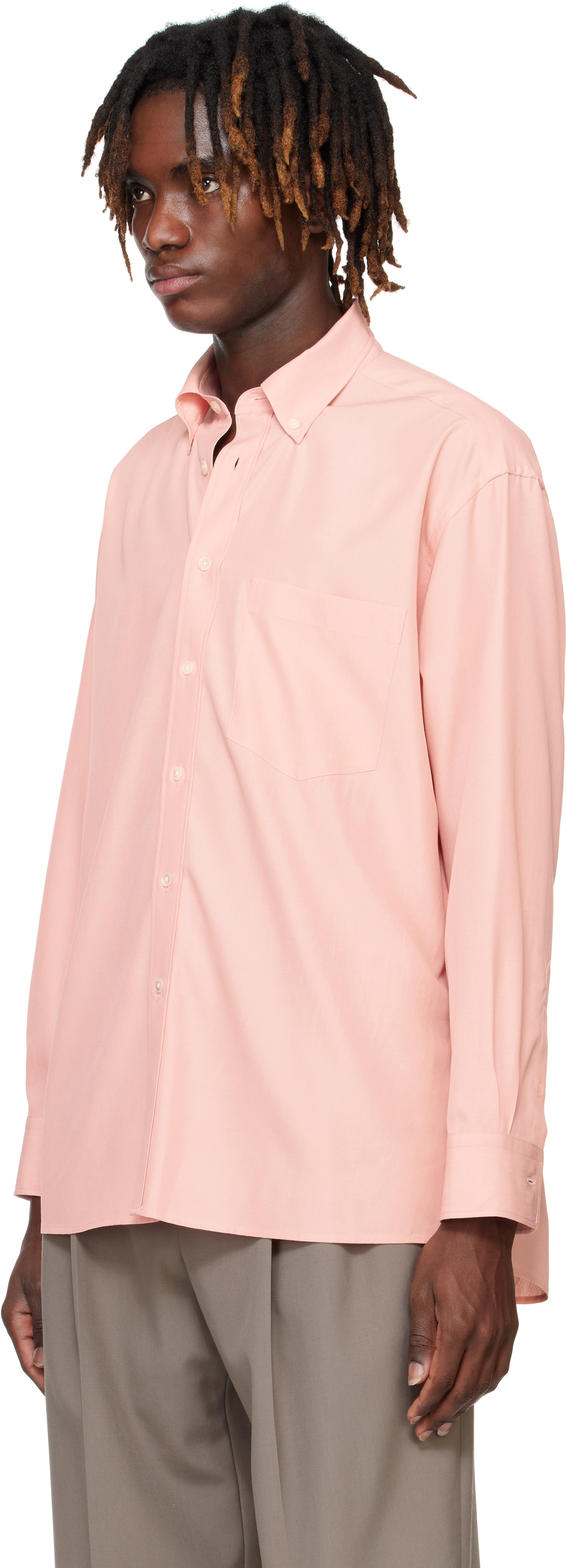 AURALEE Red Silk Broad Button Down Shirt Auralee
