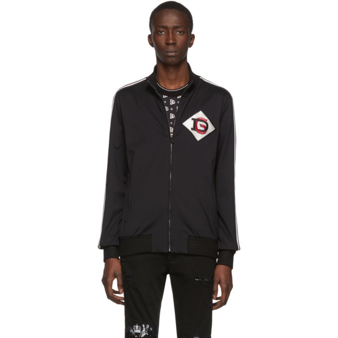 Photo: Dolce and Gabbana Black DG Patch Zip-Up Sweater