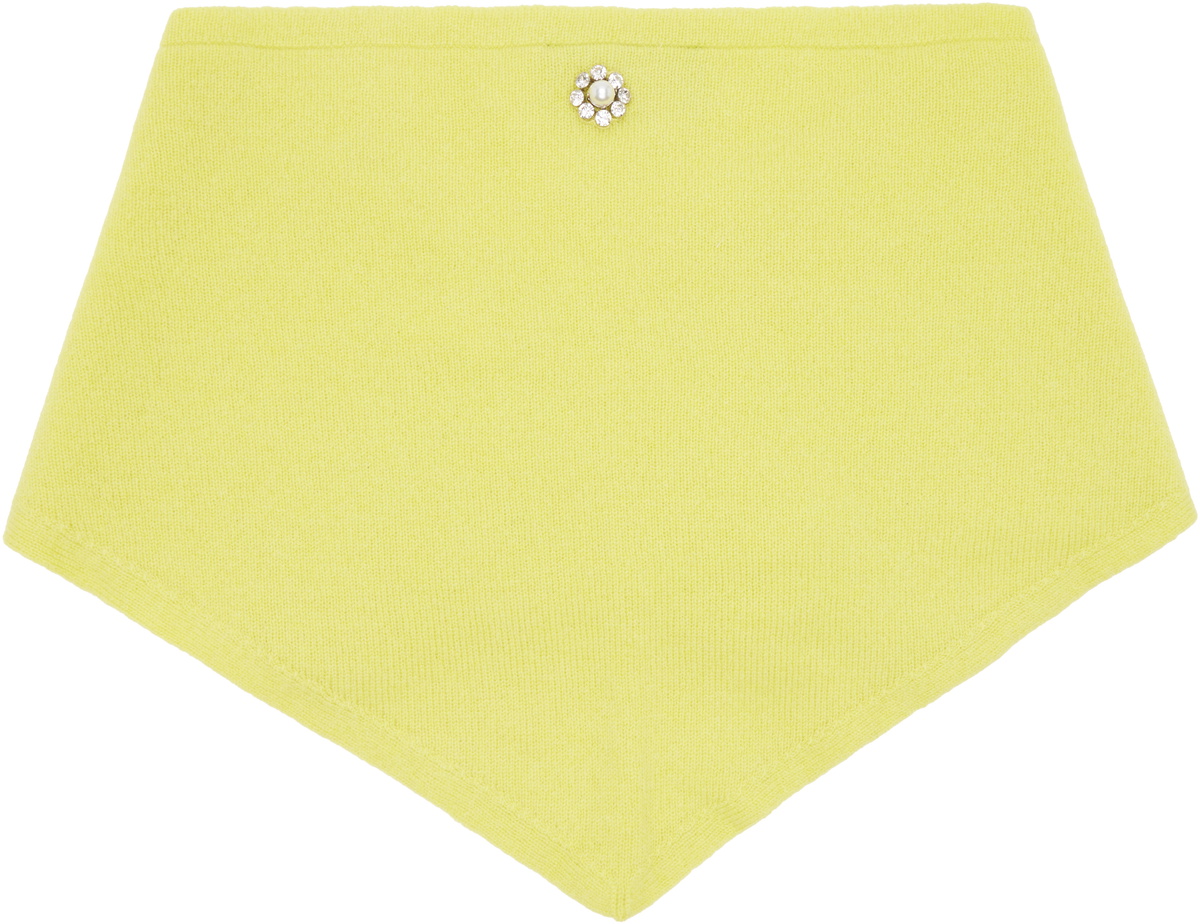 Simone Rocha Green Embellished Cashmere Neckerchief Scarf
