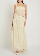 Loveshackfancy Positano Floral-print Georgette Maxi Skirt Yellow