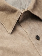 A.PRESSE - Distressed Suede Shirt Jacket - Gray