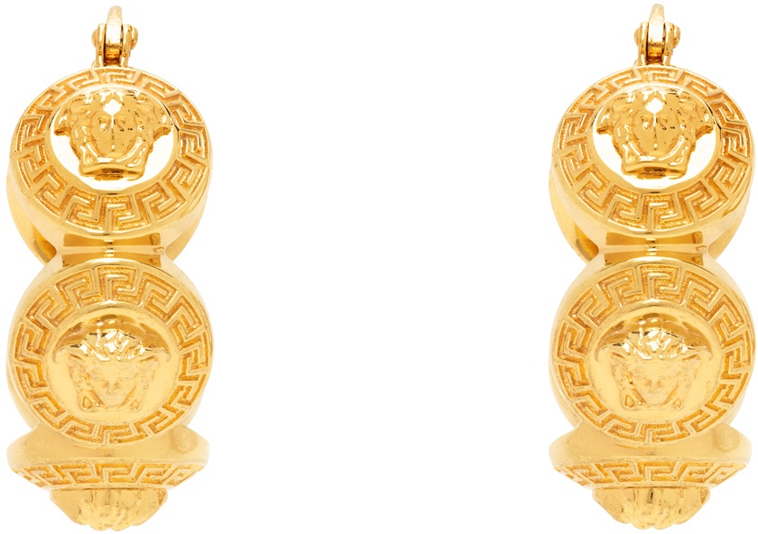 Versace Gold Tribute Medusa Hoop Earrings Versace