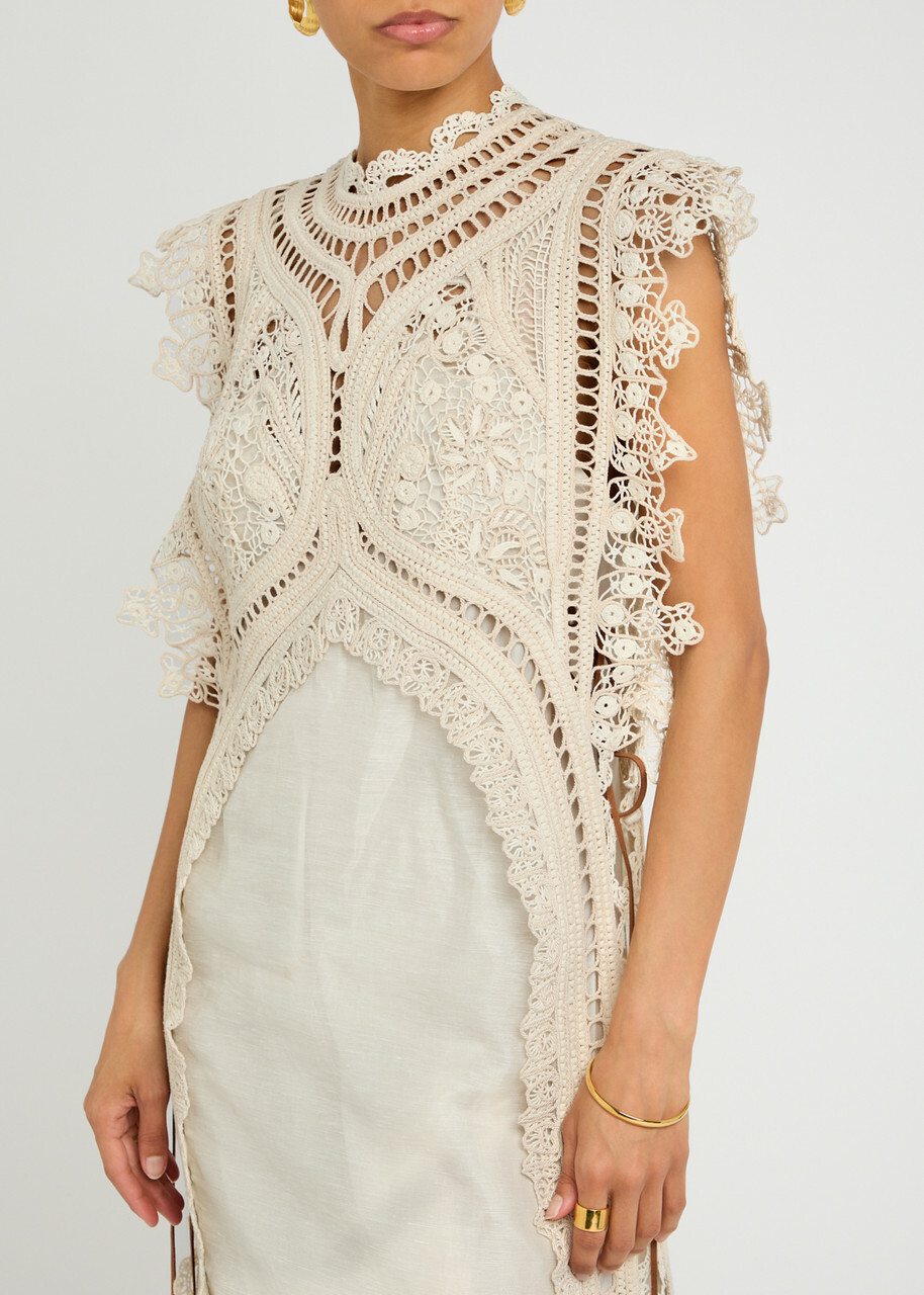 Zimmermann Illuminate Cornelli Linen-blend Midi Dress Cream