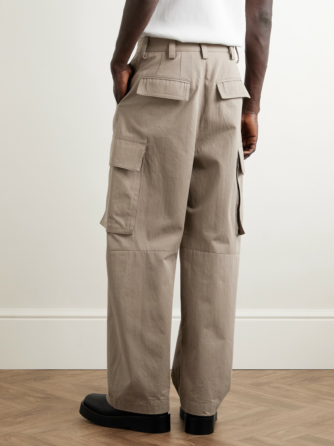 Bottega Veneta - Wide-Leg Cotton-Twill Cargo Trousers - Gray