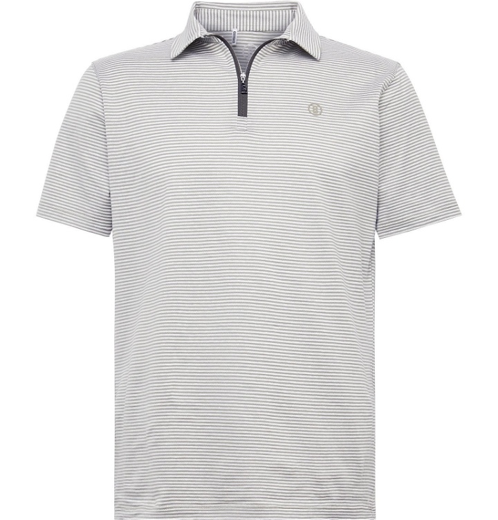 Photo: Bogner - Aires Striped Cotton and Linen-Blend Half-Zip Golf Polo Shirt - Green