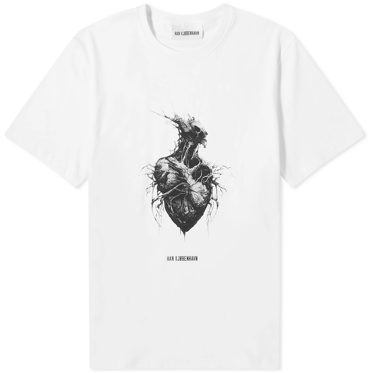 Photo: Han Kjobenhavn Men's Heart Monster Print T-Shirt in Optic White