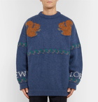 Loewe - Oversized Jacquard-Knit Mohair-Blend Sweater - Men - Blue