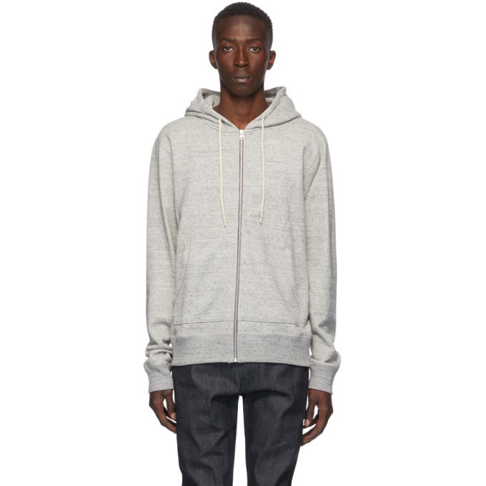 Naked and Famous Denim Grey Heavyweight Terry Zip Hoodie Naked and ...