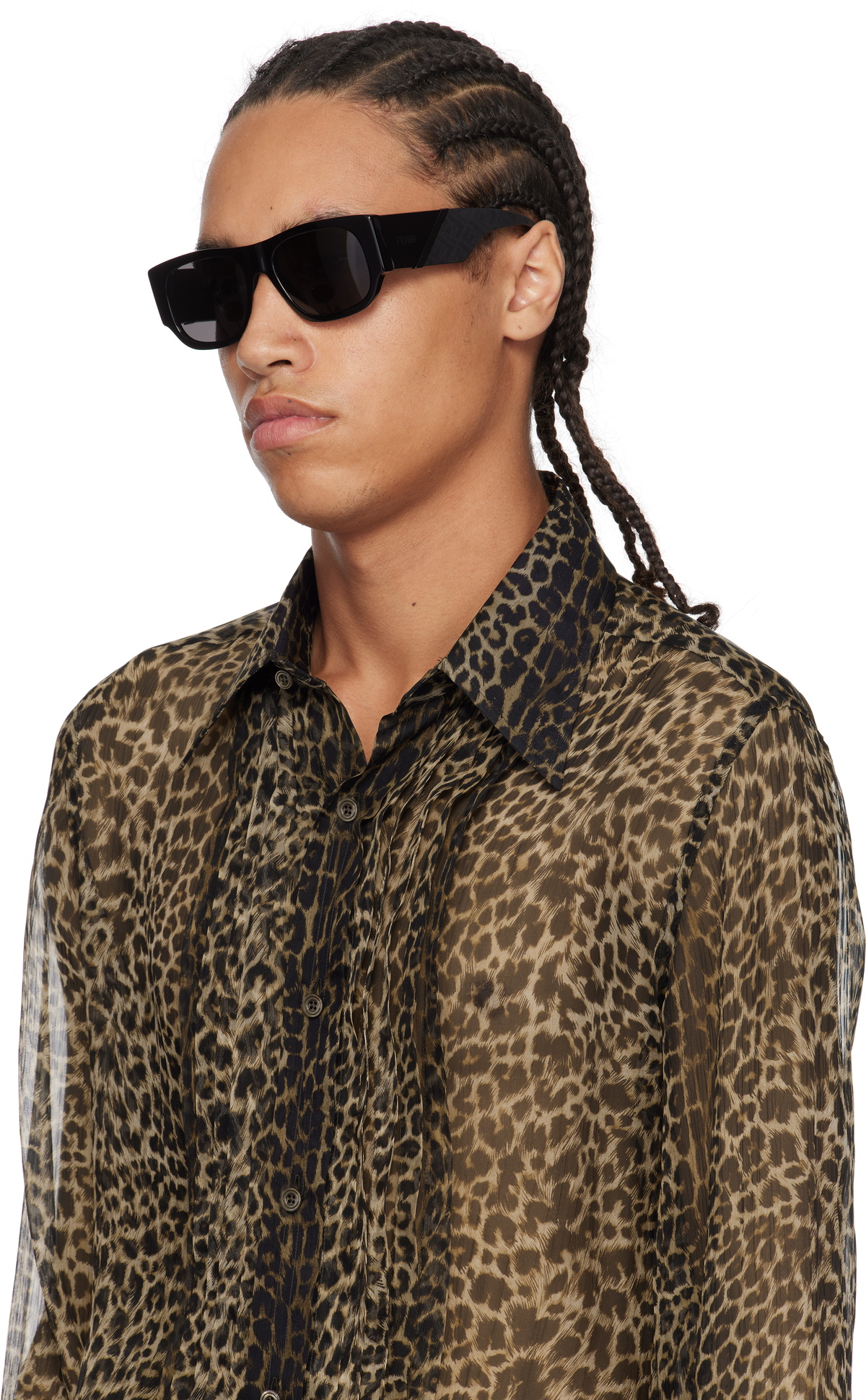 Fendi Black Patterned Sunglasses Fendi Square Gradient Sunglasses - Black Sunglasses  main image 3