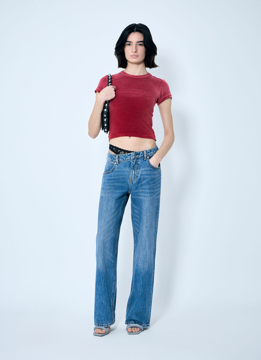 Alexander Wang Dip-Side Jeans With Exposed Lace Underwear