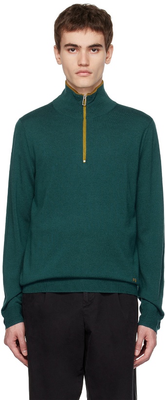 Photo: PS by Paul Smith Blue Half Zip Sweater