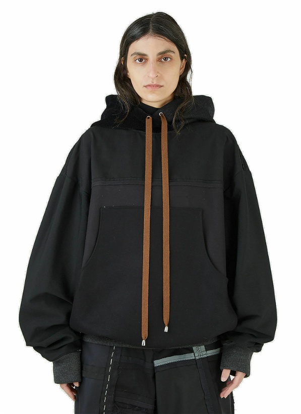 Photo: Drawstring Hooded Sweatshirt in Black
