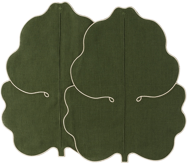 Photo: Maison Balzac Green & Off-White Fig Leaf Placemat Set