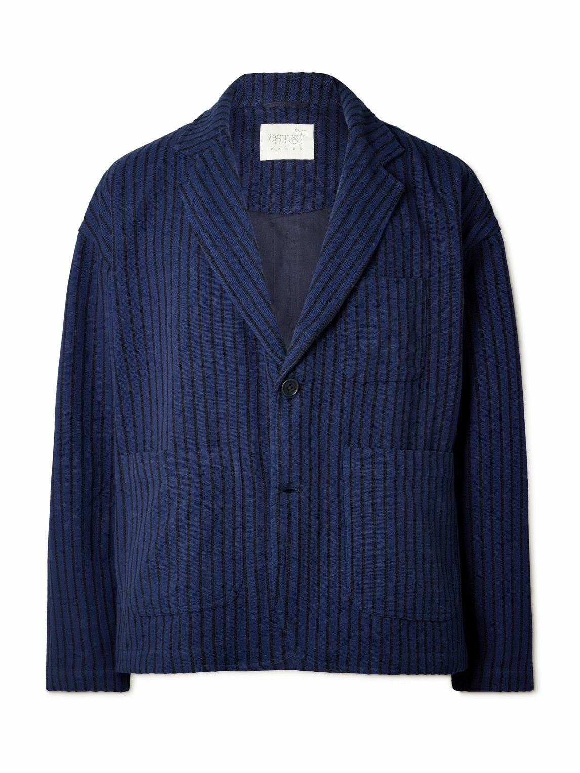 Kardo - Hugh 2.0 Unstructured Striped Cotton Suit Jacket - Blue
