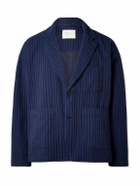 Kardo - Hugh 2.0 Unstructured Striped Cotton Suit Jacket - Blue