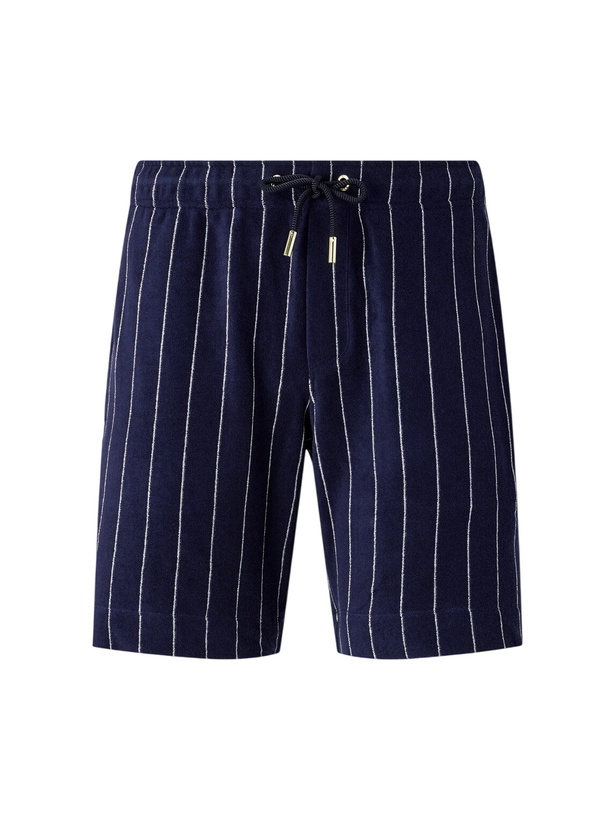 Photo: Orlebar Brown - Trevone striped cotton-terry shorts - Blue