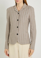 Emporio Armani Chevron-knit Cotton-blend Jacket Beige