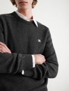CELINE - Logo-Embroidered Wool and Cashmere-Blend Sweater - Gray