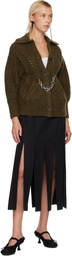 Simone Rocha Khaki Sculpted Chunky Knit Chain Detail Cardigan