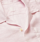 120% - Camp-Collar Garment-Dyed Linen Shirt - Pink