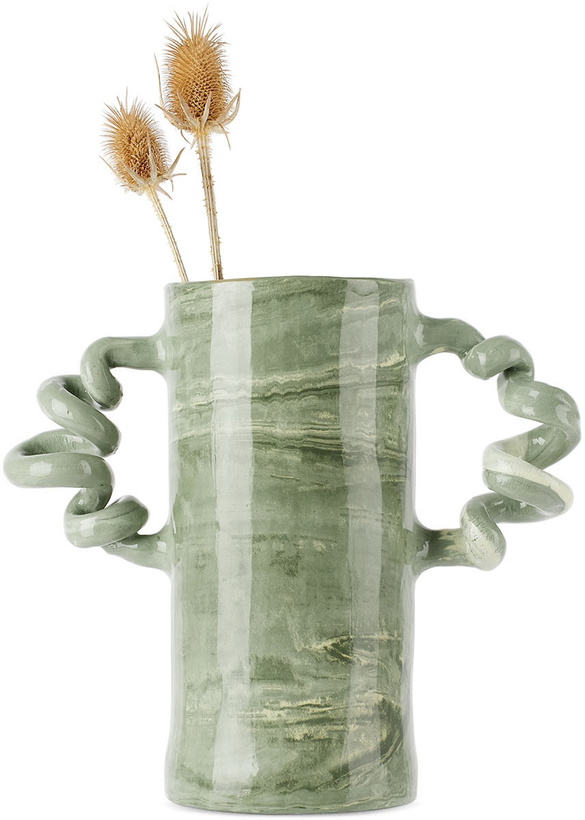 Photo: Harlie Brown Studio Green Marble Wiggle Vase
