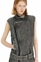 Diesel Biker-style mini dress with belt - Dresses Womens in Grey