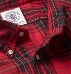 TAKAHIROMIYASHITA TheSoloist. - Button-Down Collar Appliquéd Checked Cotton Half-Placket Shirt - Red
