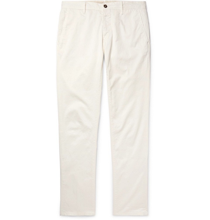 Photo: Incotex - Slim-Fit Cotton-Blend Twill Trousers - Men - Cream