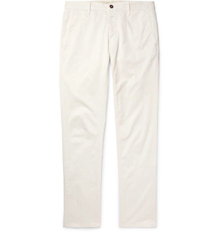 Photo: Incotex - Slim-Fit Cotton-Blend Twill Trousers - Men - Cream