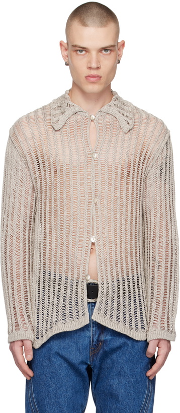 Photo: NVRFRGT Beige Semi-Sheer Cardigan