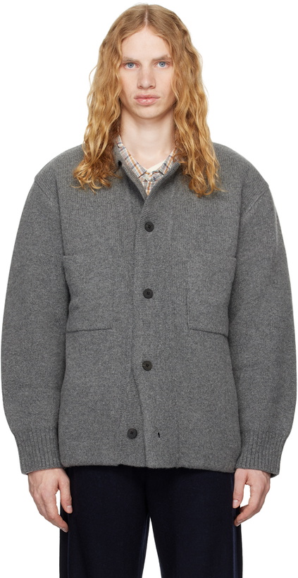 Photo: DOCUMENT Gray Heavy Weight Wool Double Pocket Cardigan