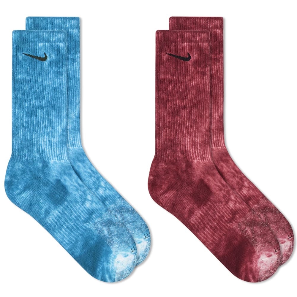 Photo: Nike Men's Tiedye Sock - 2 Pack in Multi Colour/Navy/Red
