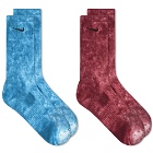 Nike Men's Tiedye Sock - 2 Pack in Multi Colour/Navy/Red
