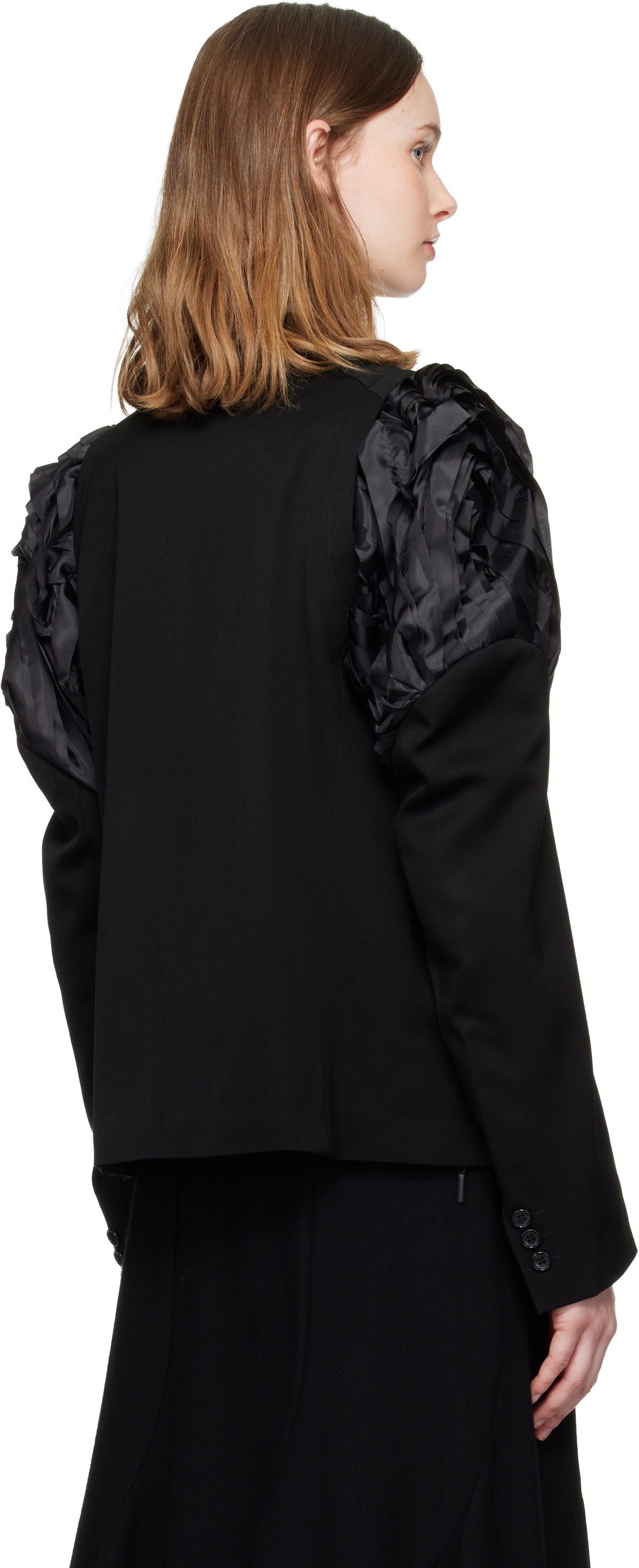 Comme des Garçons Comme des Garçons Black Ruched Shoulder Blazer