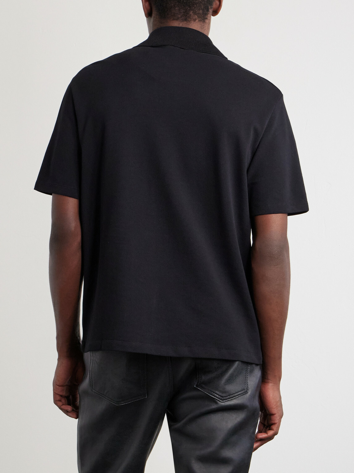 LOEWE - Anagram-Embroidered Cotton-Piqué Polo Shirt - Black