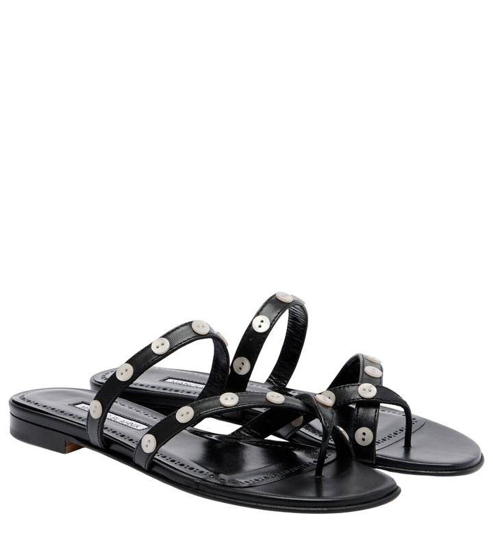 Photo: Manolo Blahnik Irafli embellished leather thong sandals