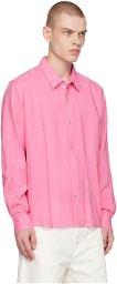 AMI Paris Pink Press-Stud Shirt