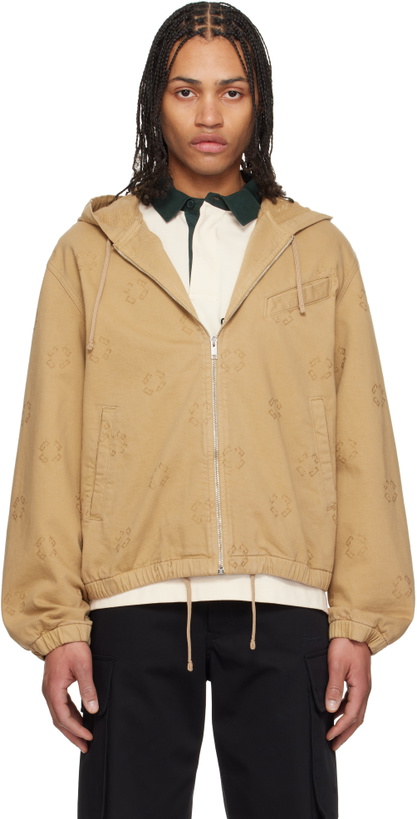 Photo: Givenchy Tan Monogram 72 Zipped Denim Jacket