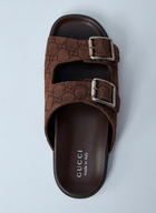 Gucci Logo Embossed Leather Slides